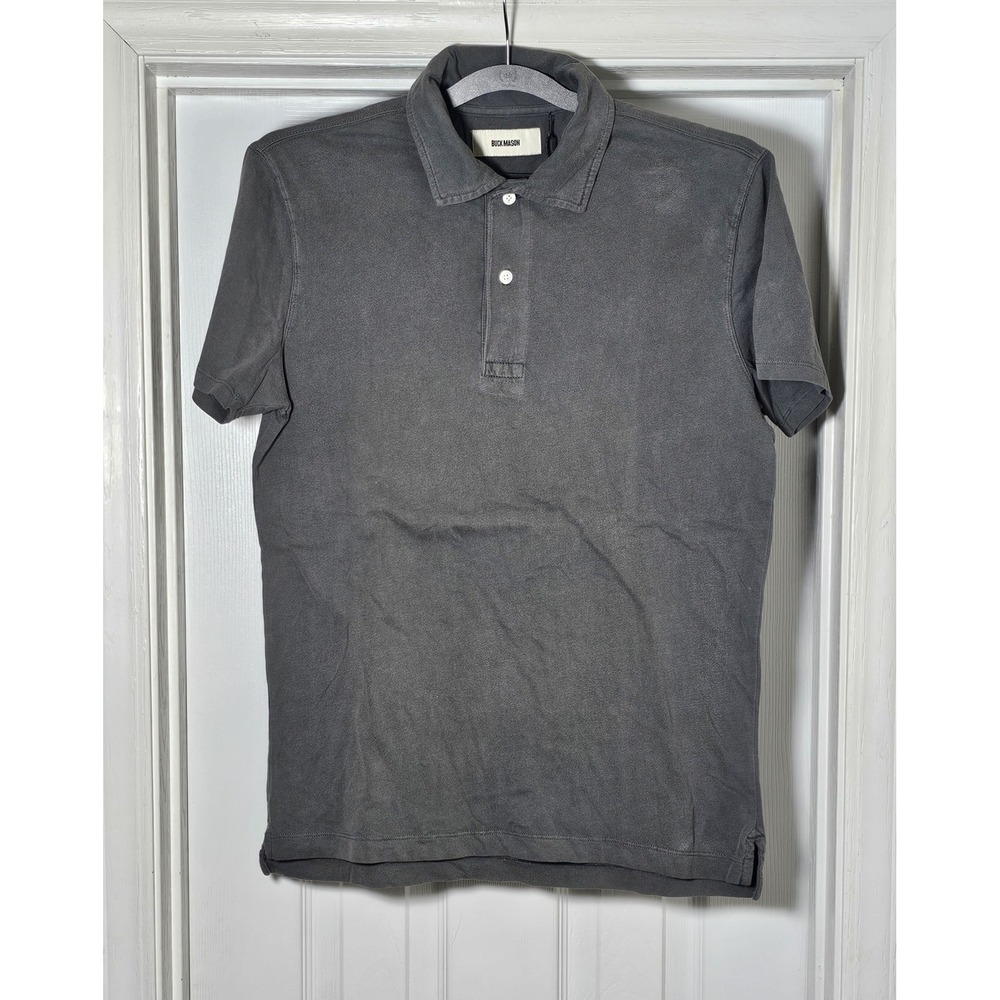 Buck Mason Sueded Cotton Polo Mens Size Small Faded Black Venice Wash